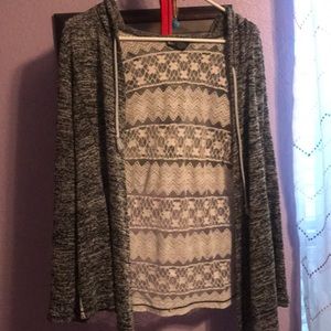 Gray & White Lace Cover Up